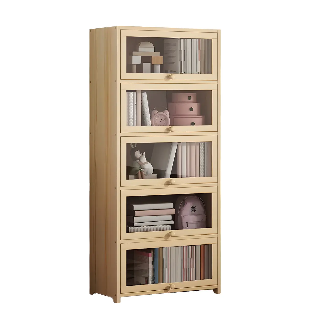 Classic Natural Wooden Display Cabinet with Acrylic Doors Image - 12 | homeyfad