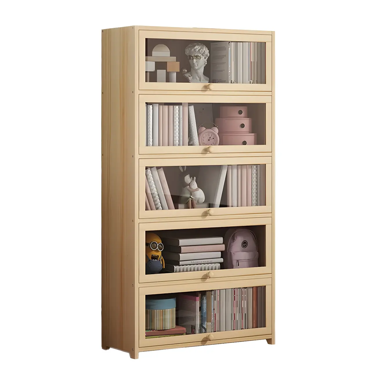 Classic Natural Wooden Display Cabinet with Acrylic Doors Image - 13 | homeyfad