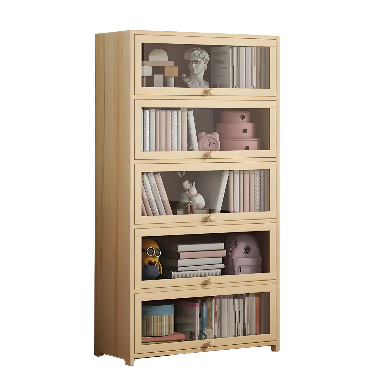 Classic Natural Wooden Display Cabinet with Acrylic Doors Image - 14 | homeyfad