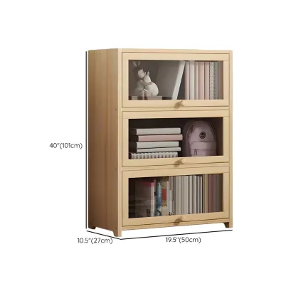 Classic Natural Wooden Display Cabinet with Acrylic Doors #size