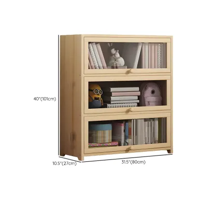 Classic Natural Wooden Display Cabinet with Acrylic Doors Image - 17