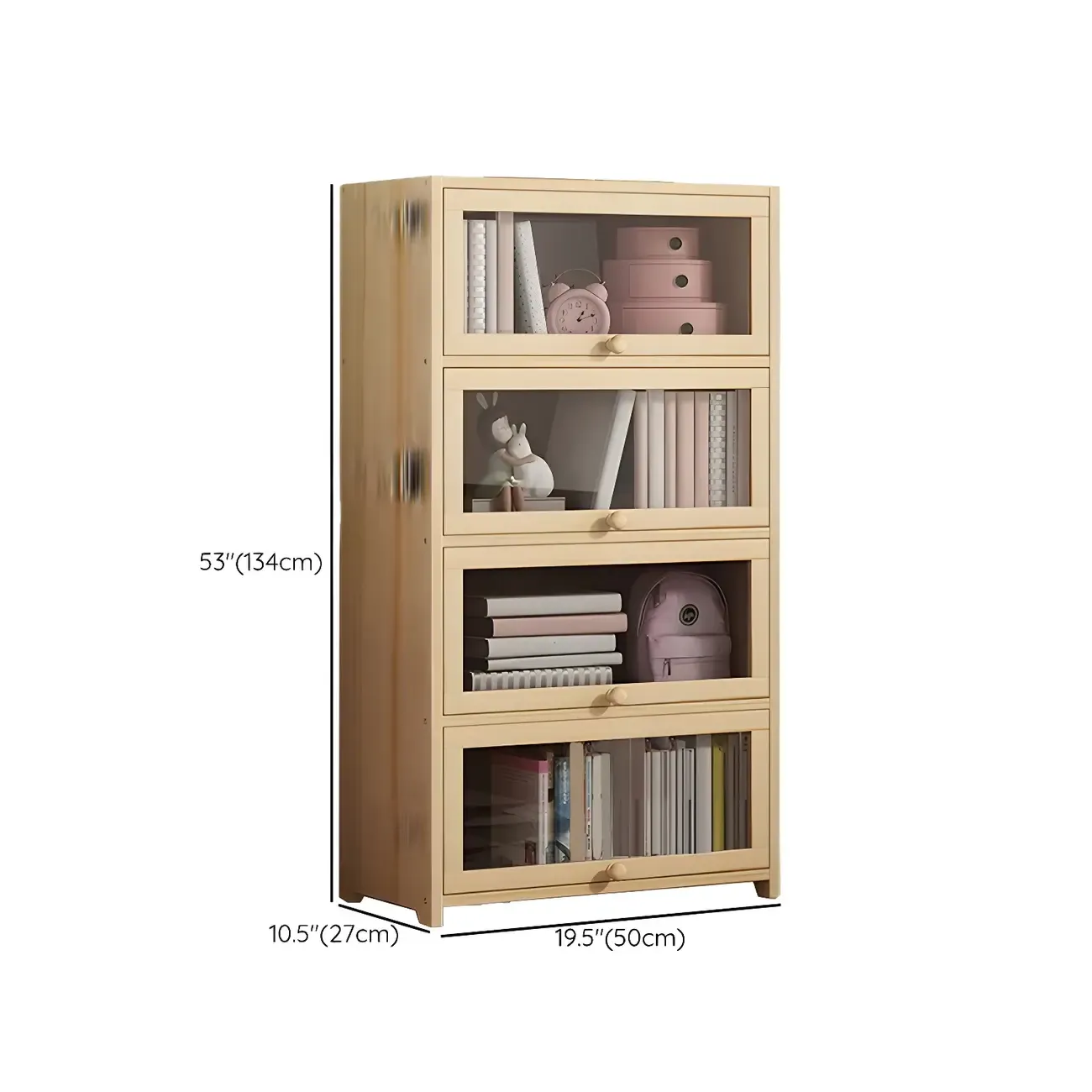 Classic Natural Wooden Display Cabinet with Acrylic Doors Image - 18