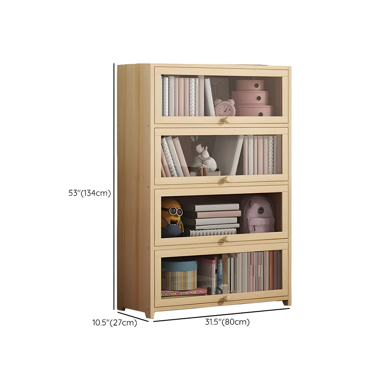 Classic Natural Wooden Display Cabinet with Acrylic Doors Image - 20 | homeyfad