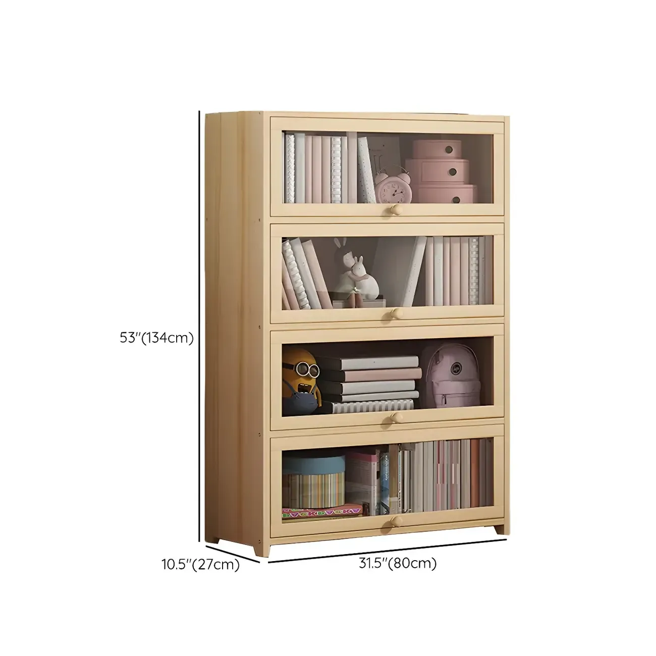 Classic Natural Wooden Display Cabinet with Acrylic Doors Image - 20