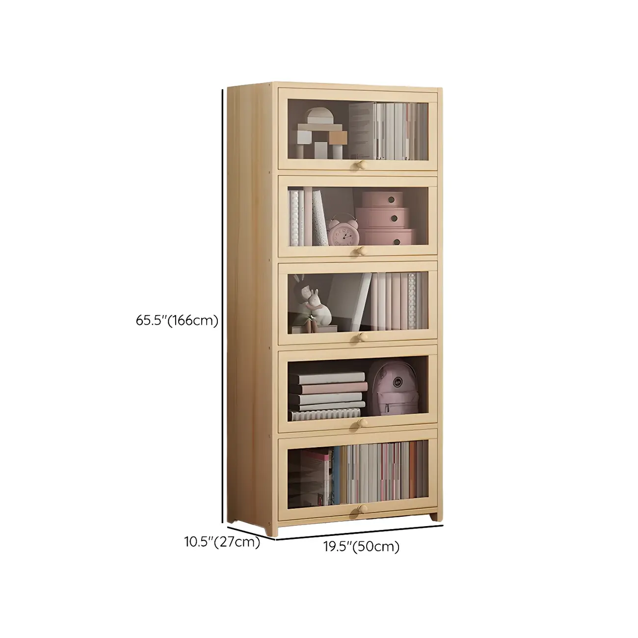 Classic Natural Wooden Display Cabinet with Acrylic Doors Image - 21 | homeyfad