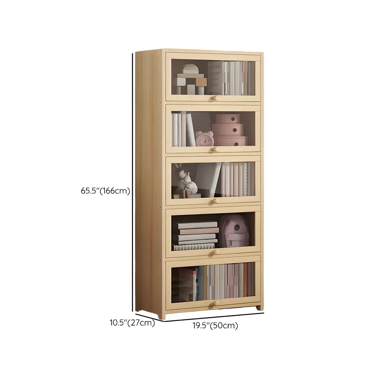 Classic Natural Wooden Display Cabinet with Acrylic Doors Image - 21