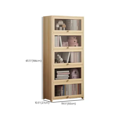 Classic Natural Wooden Display Cabinet with Acrylic Doors Image - 21