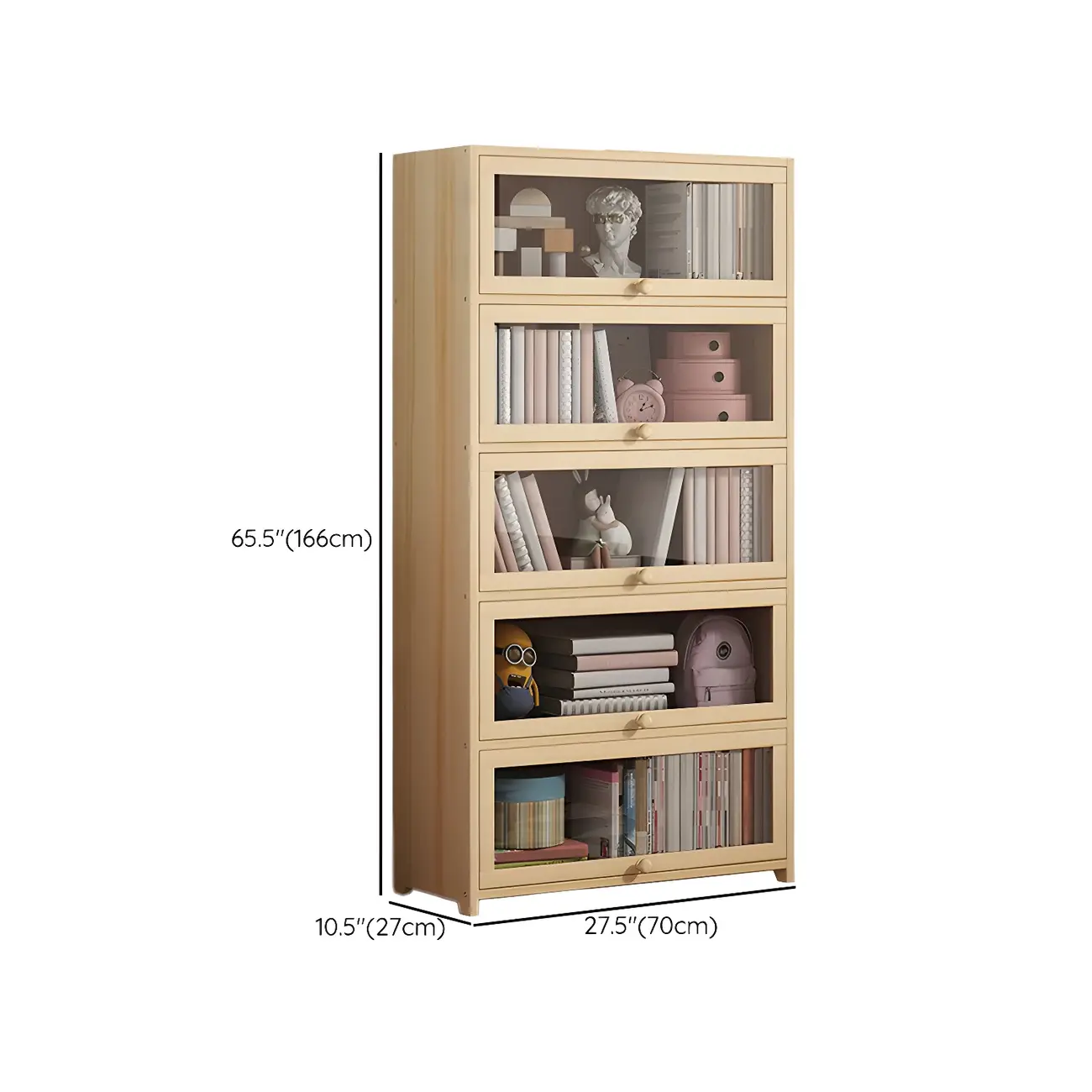 Classic Natural Wooden Display Cabinet with Acrylic Doors Image - 22 | homeyfad