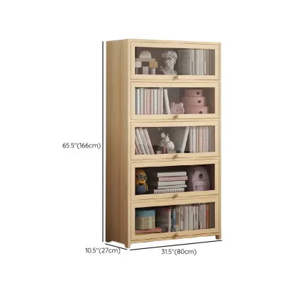 Classic Natural Wooden Display Cabinet with Acrylic Doors Image - 23
