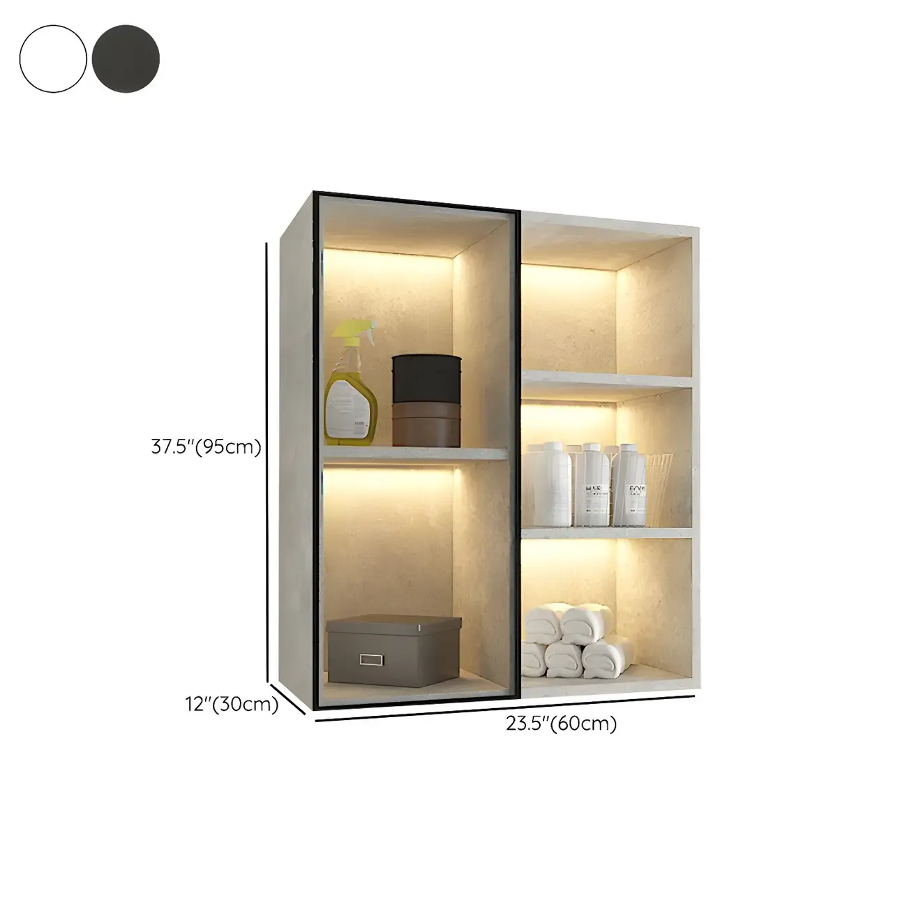 Nordic Wood Floating Display Cabinet with Glass Doors for Kitchen #size