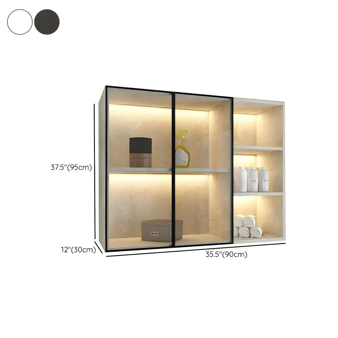 Nordic Wood Floating Display Cabinet with Glass Doors for Kitchen Image - 14