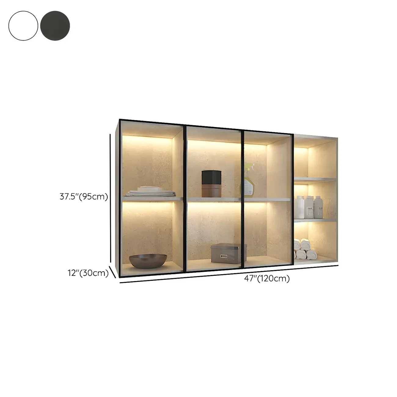 Nordic Wood Floating Display Cabinet with Glass Doors for Kitchen Image - 15 | homeyfad