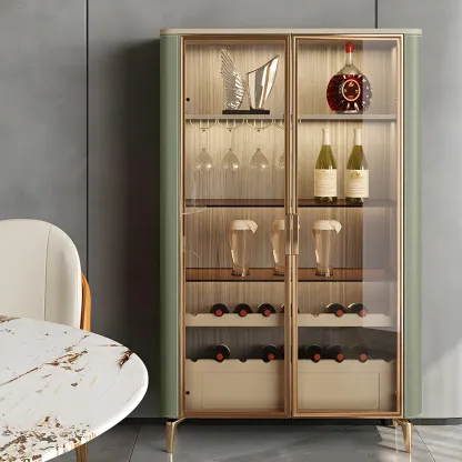 Elegant Wooden Display Cabinet with Glass Doors for Dining Room Image - 16