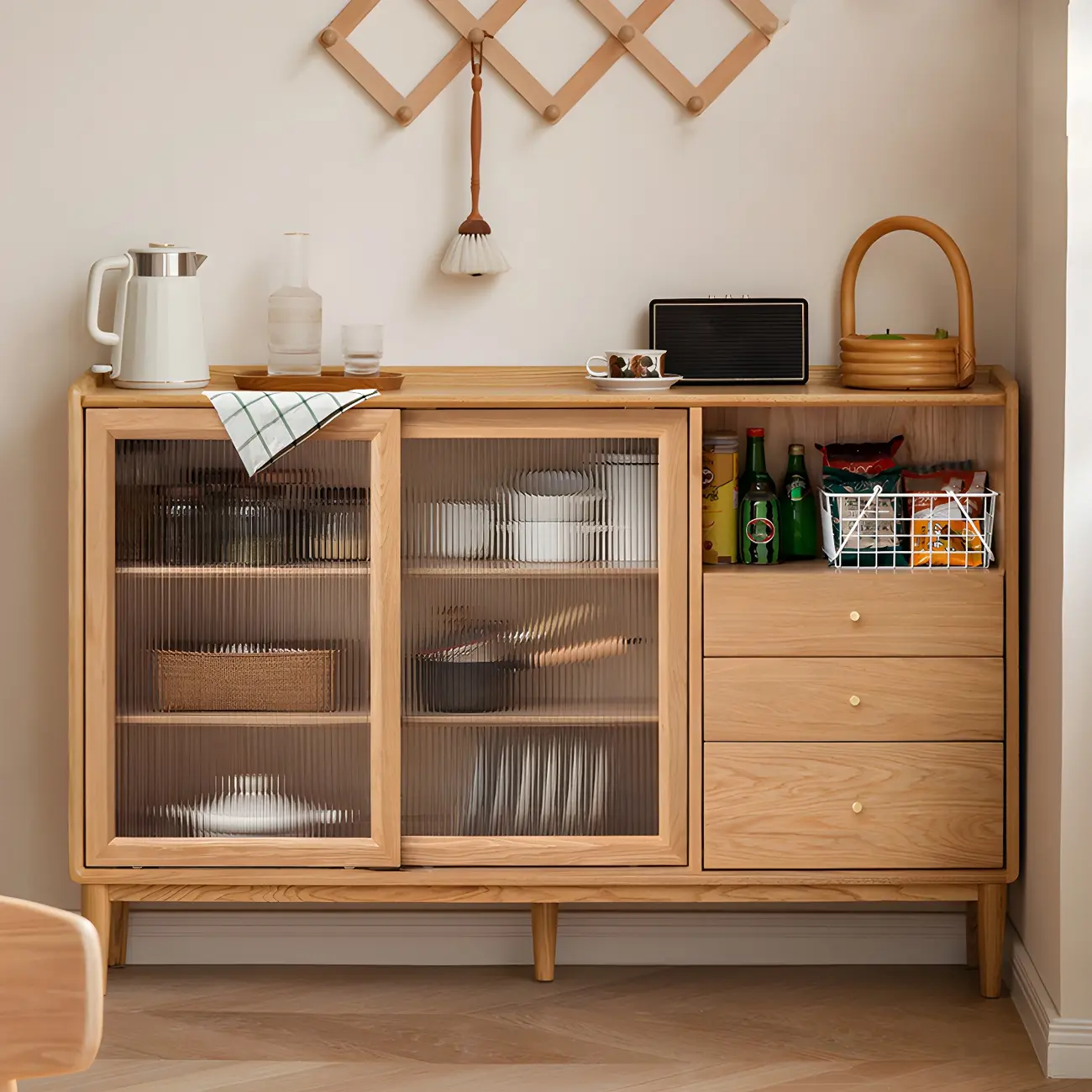 Durable Wooden Display Cabinet with Glass Sliding Doors Image - 1 | homeyfad