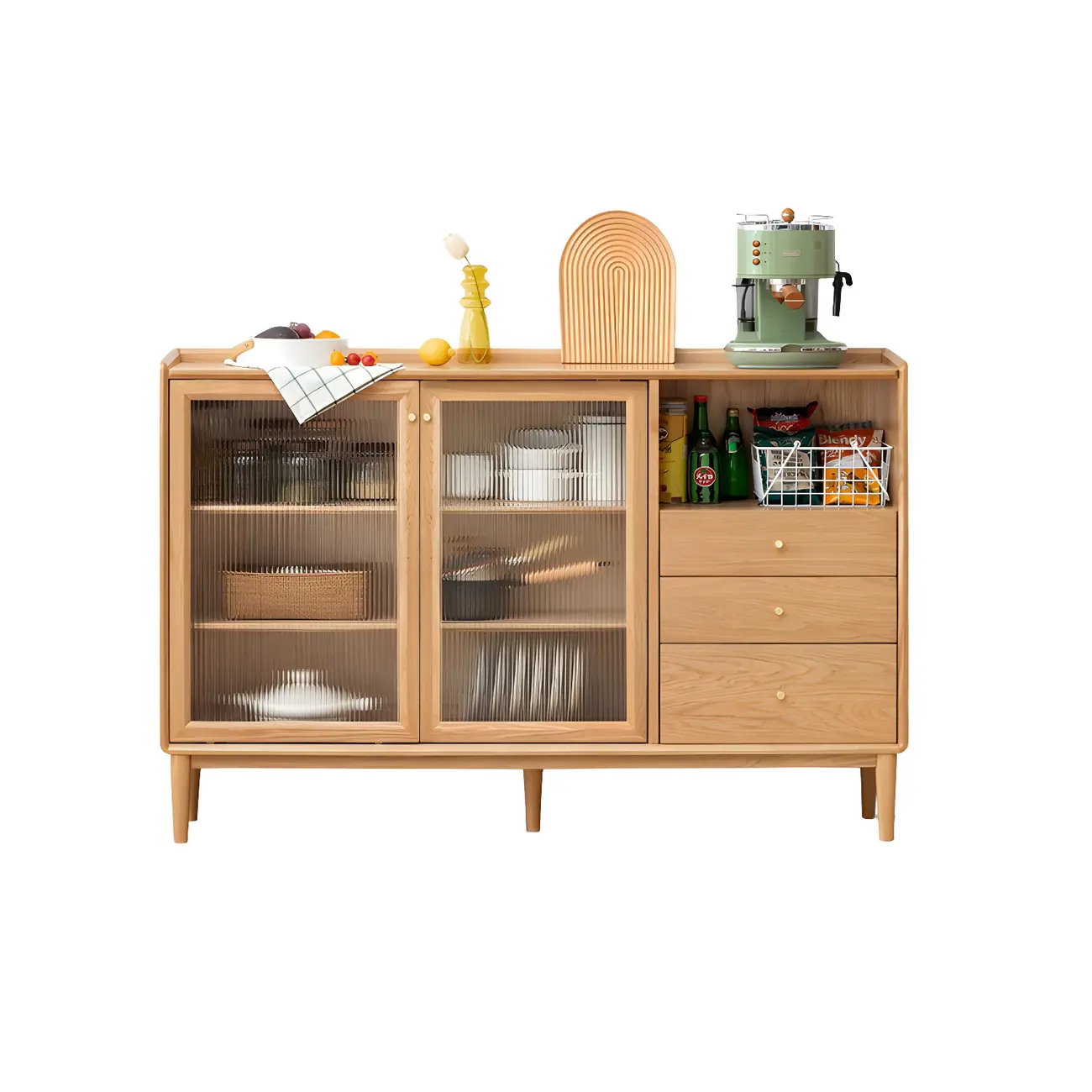 Durable Wooden Display Cabinet with Glass Sliding Doors Image - 4 | homeyfad