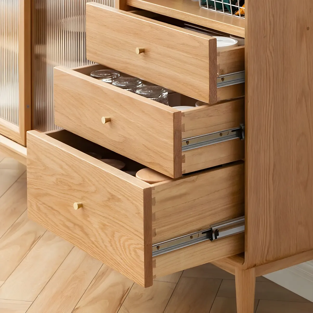 Durable Wooden Display Cabinet with Glass Sliding Doors Image - 6