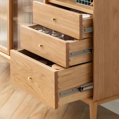 Durable Wooden Display Cabinet with Glass Sliding Doors Image - 6