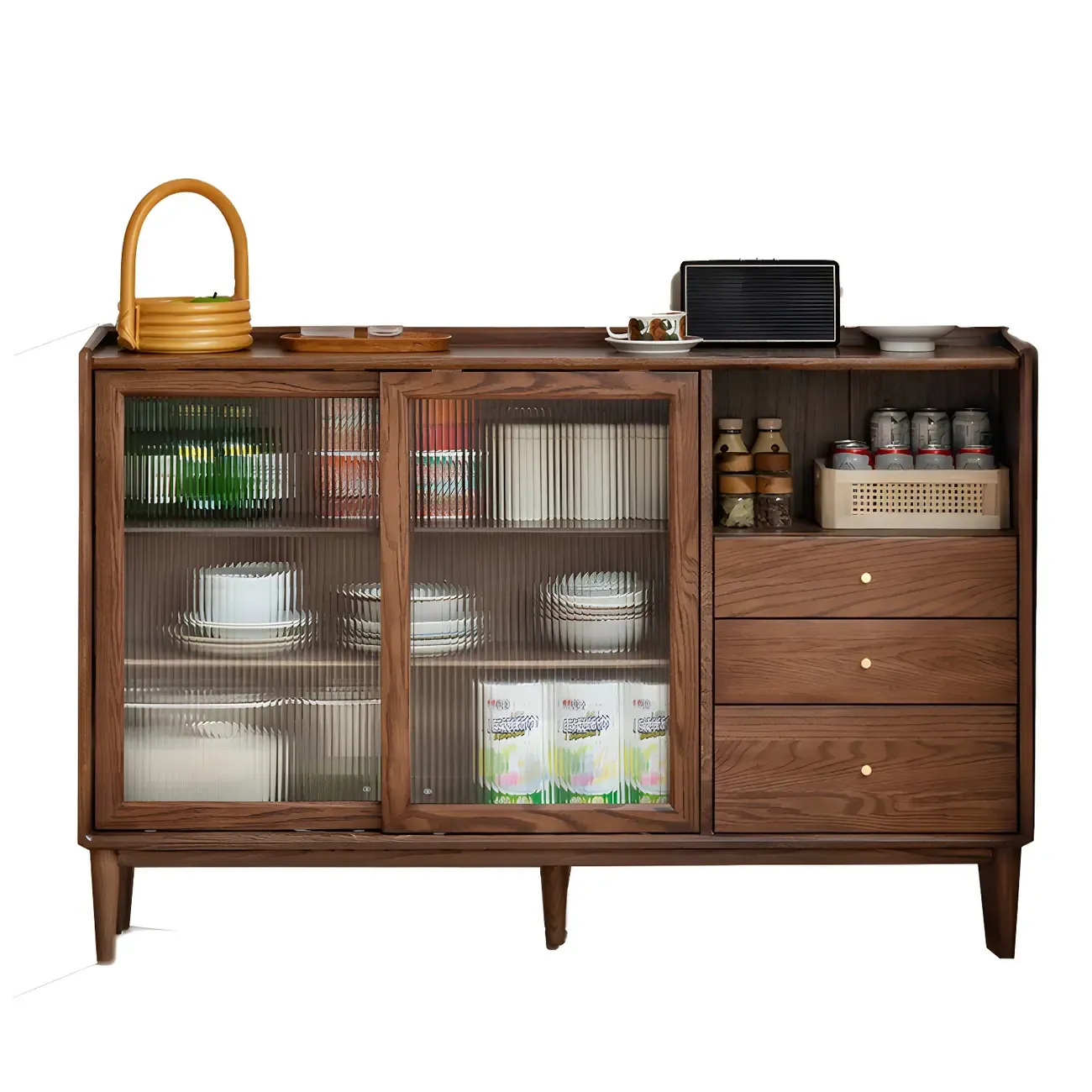 Durable Wooden Display Cabinet with Glass Sliding Doors Image - 10