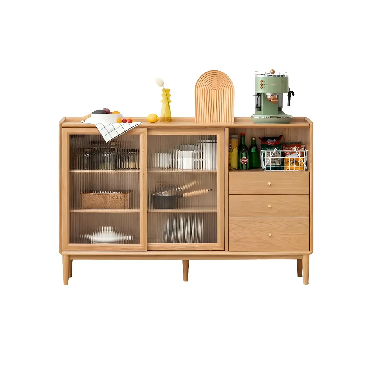 Durable Wooden Display Cabinet with Glass Sliding Doors Image - 11