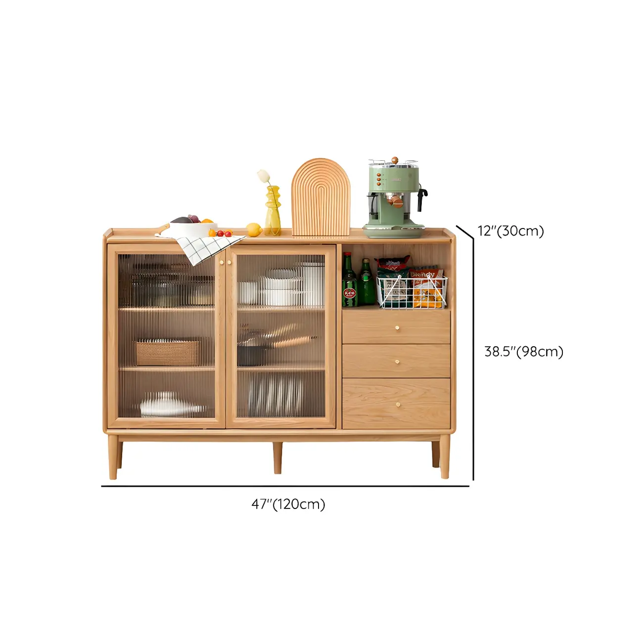 Durable Wooden Display Cabinet with Glass Sliding Doors #size | homeyfad