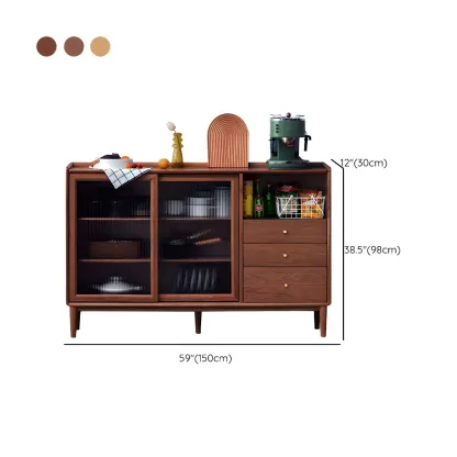 Durable Wooden Display Cabinet with Glass Sliding Doors Image - 16