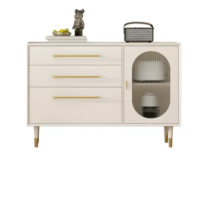 Elegant Wooden Display Cabinet with 3-Drawers for Kitchen Image - 3