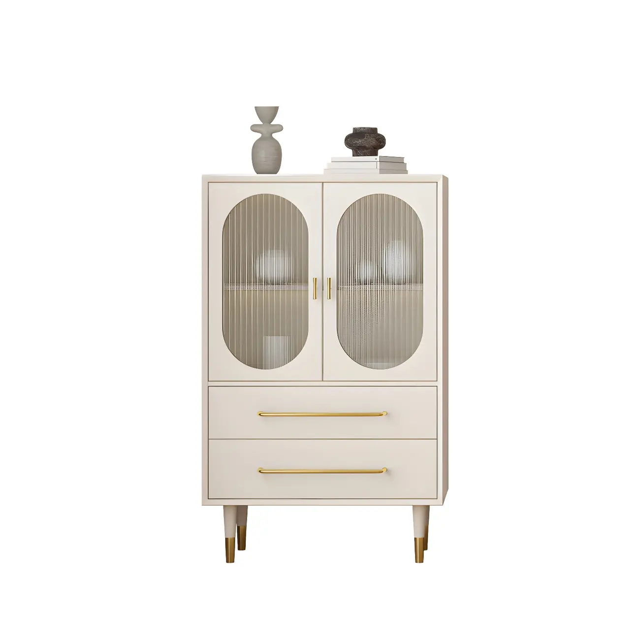 Elegant Wooden Display Cabinet with 3-Drawers for Kitchen Image - 6 | homeyfad