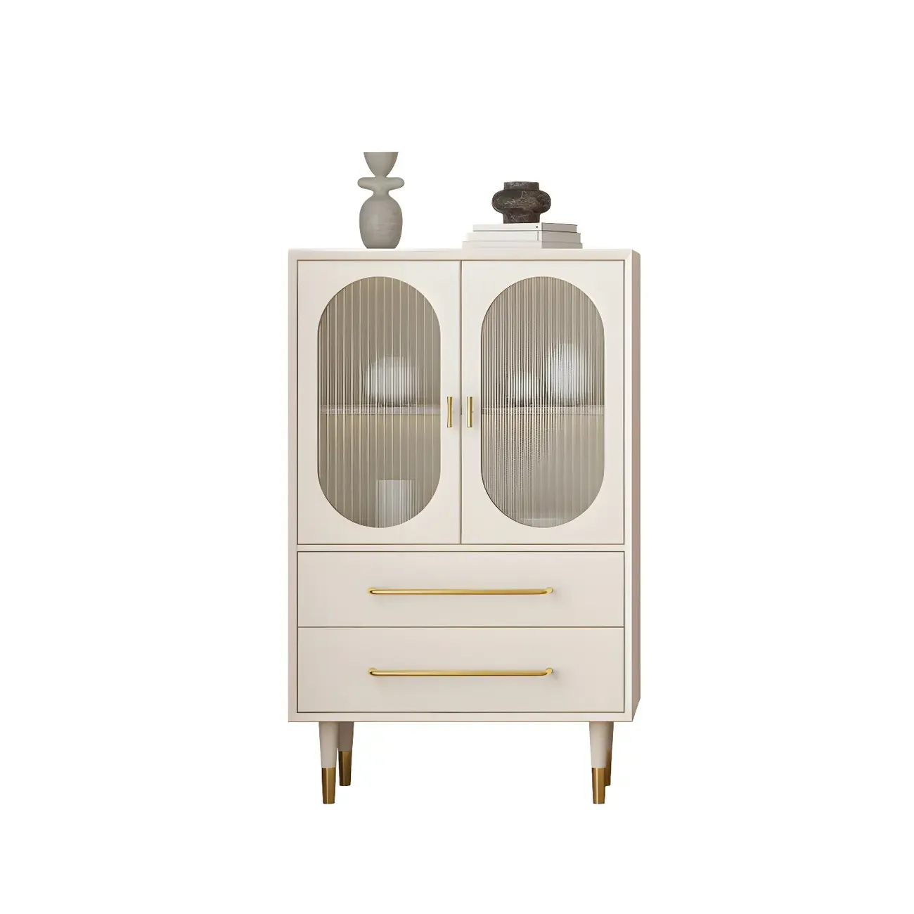 Elegant Wooden Display Cabinet with 3-Drawers for Kitchen Image - 6