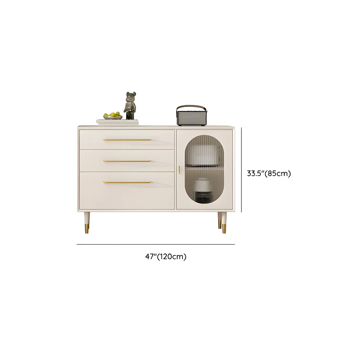 Elegant Wooden Display Cabinet with 3-Drawers for Kitchen #size | homeyfad