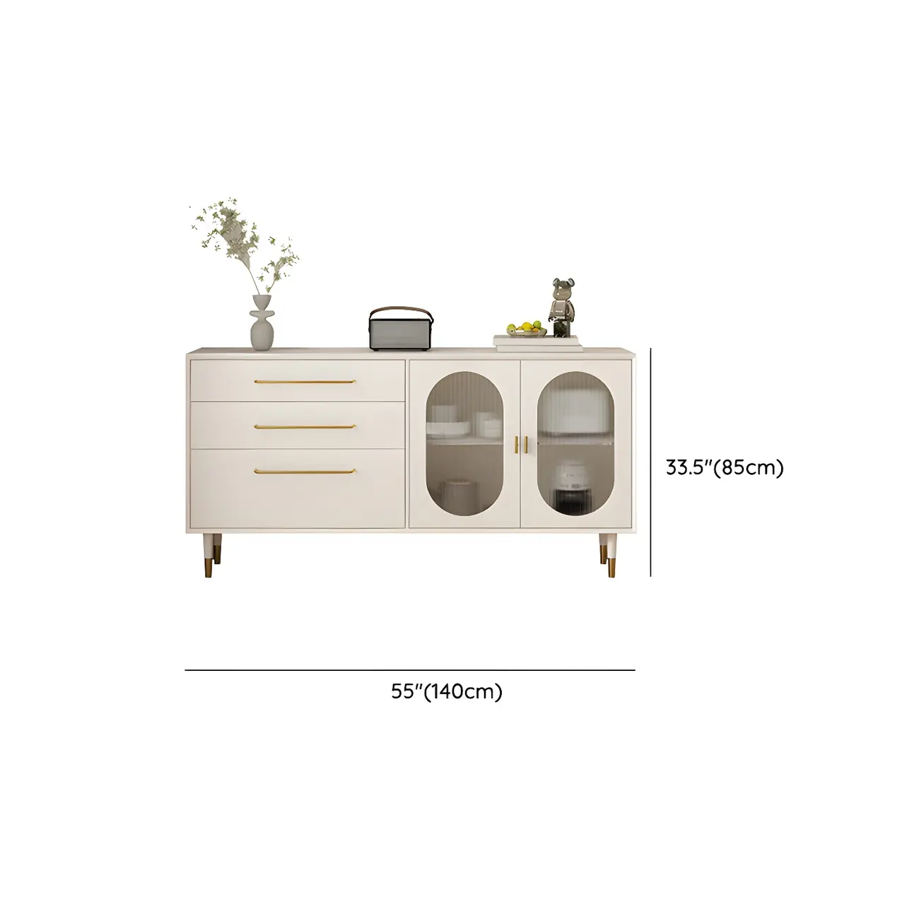 Elegant Wooden Display Cabinet with 3-Drawers for Kitchen Image - 15 | homeyfad