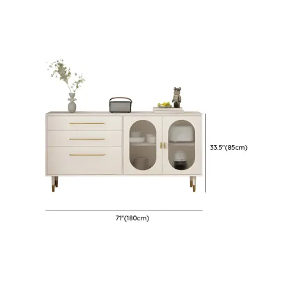 Elegant Wooden Display Cabinet with 3-Drawers for Kitchen Image - 16