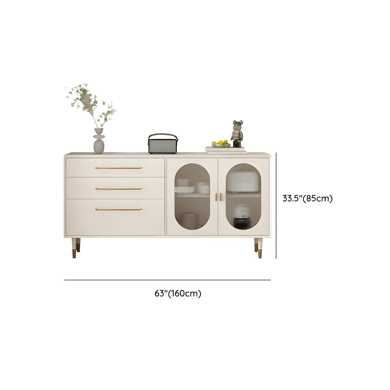 Elegant Wooden Display Cabinet with 3-Drawers for Kitchen Image - 17 | homeyfad