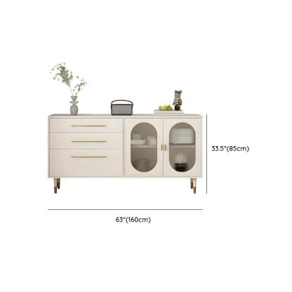 Elegant Wooden Display Cabinet with 3-Drawers for Kitchen Image - 17