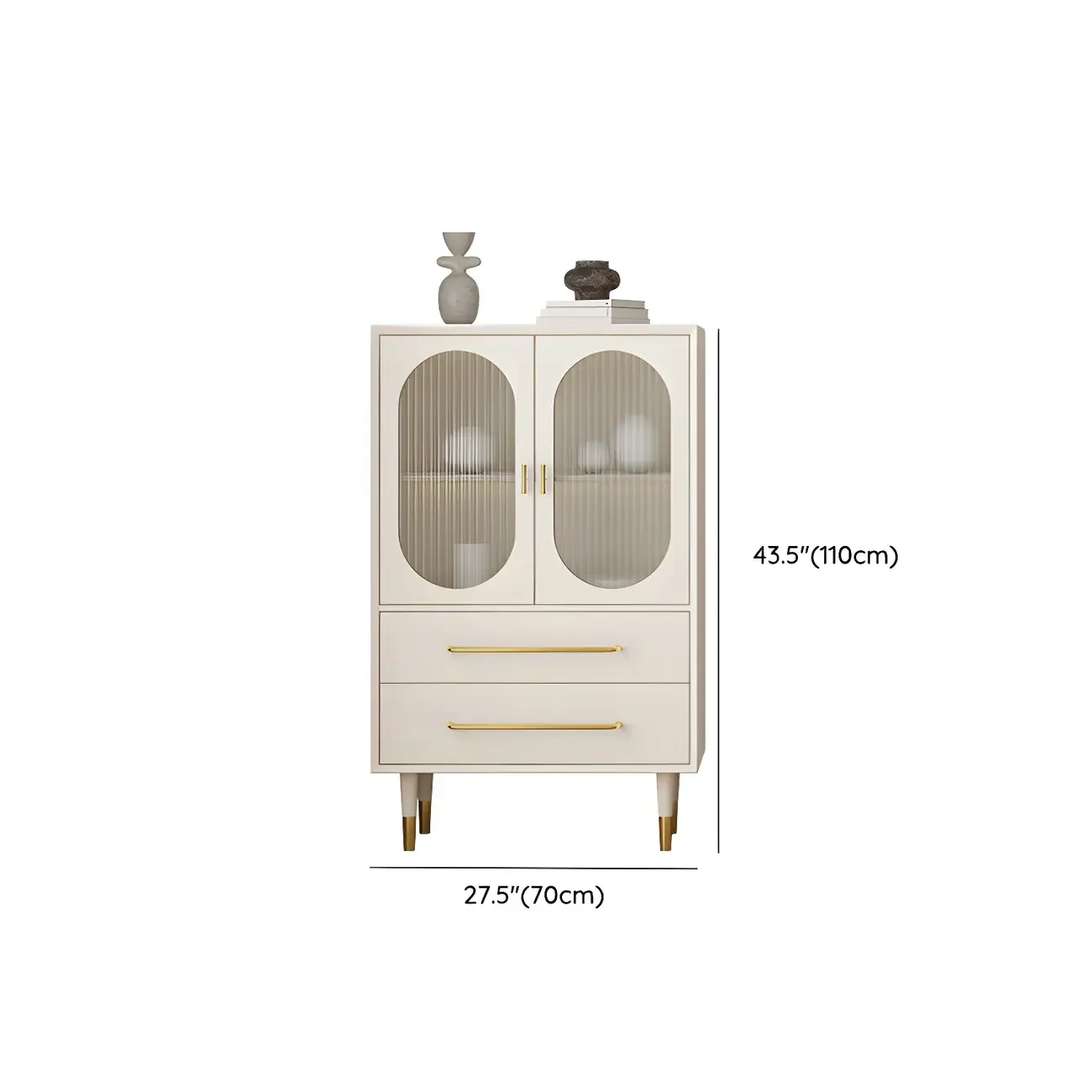 Elegant Wooden Display Cabinet with 3-Drawers for Kitchen Image - 18