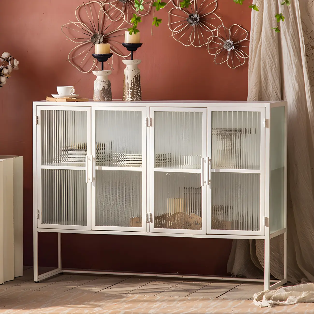 Elegant Metal Glass Display Cabinet for Dining Room Image - 2 | homeyfad