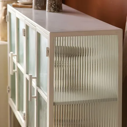 Elegant Metal Glass Display Cabinet for Dining Room Image - 12