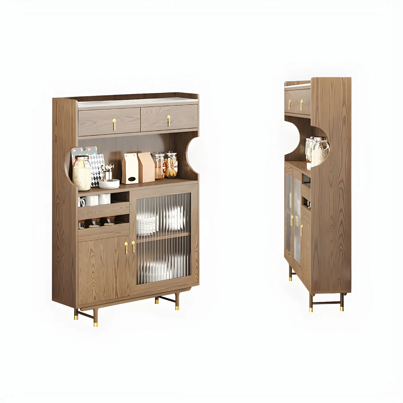 Contemporary Wooden Display Cabinet with Glass Doors for Home Image - 4 | homeyfad