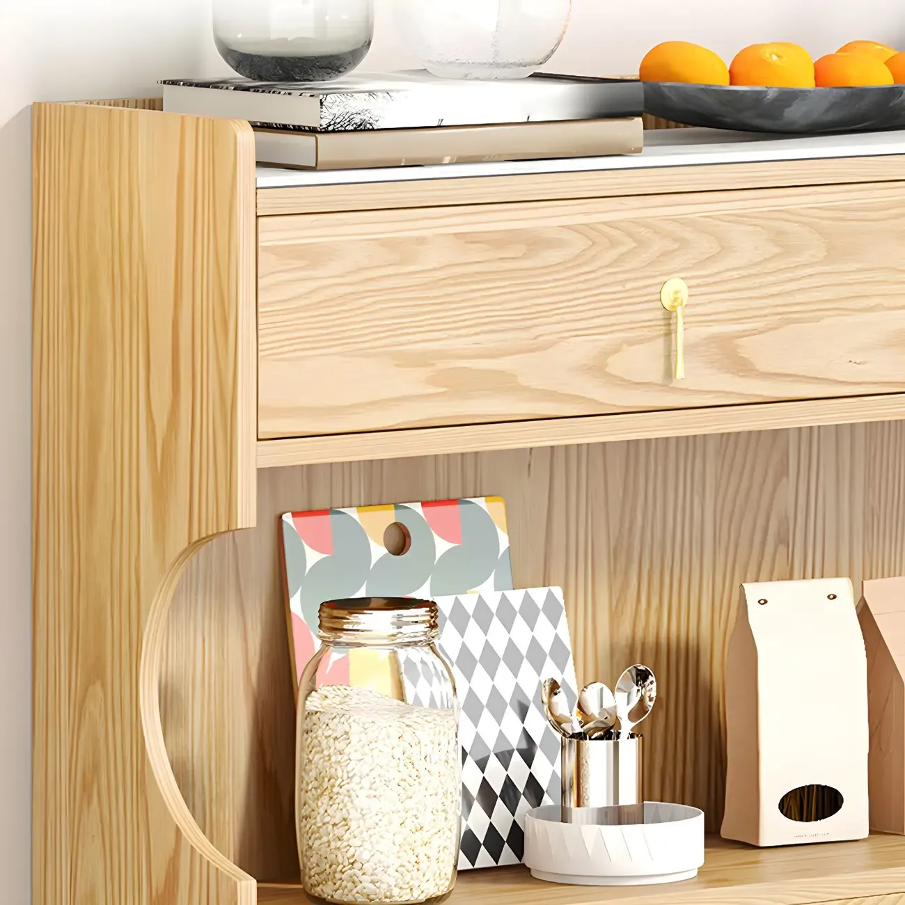 Contemporary Wooden Display Cabinet with Glass Doors for Home Image - 9