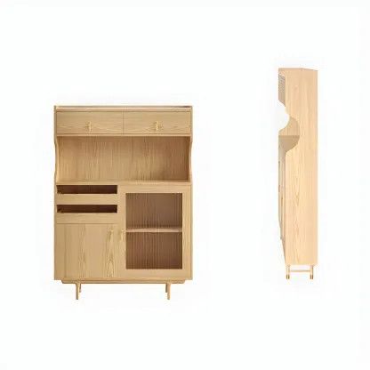 Contemporary Wooden Display Cabinet with Glass Doors for Home Image - 10