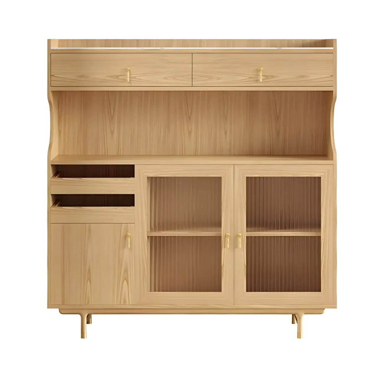Contemporary Wooden Display Cabinet with Glass Doors for Home Image - 11