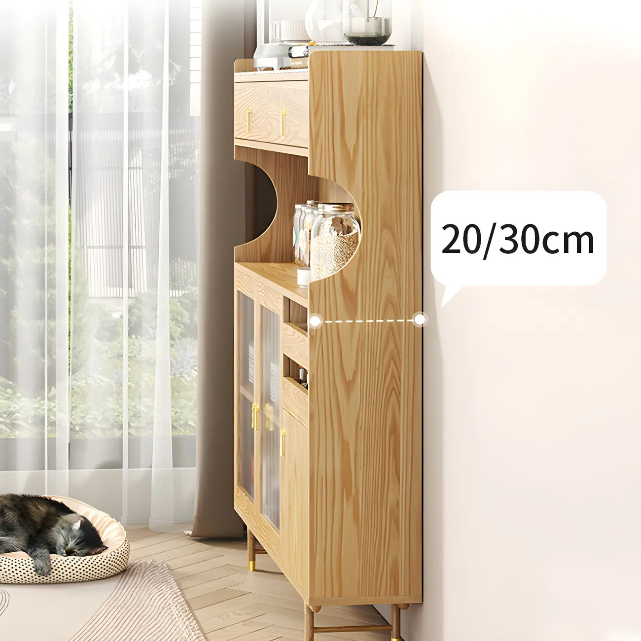 Contemporary Wooden Display Cabinet with Glass Doors for Home Image - 12 | homeyfad