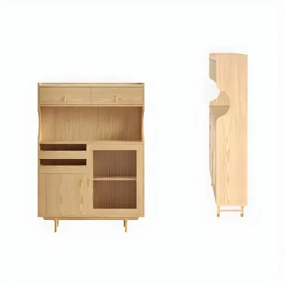 Contemporary Wooden Display Cabinet with Glass Doors for Home Image - 13