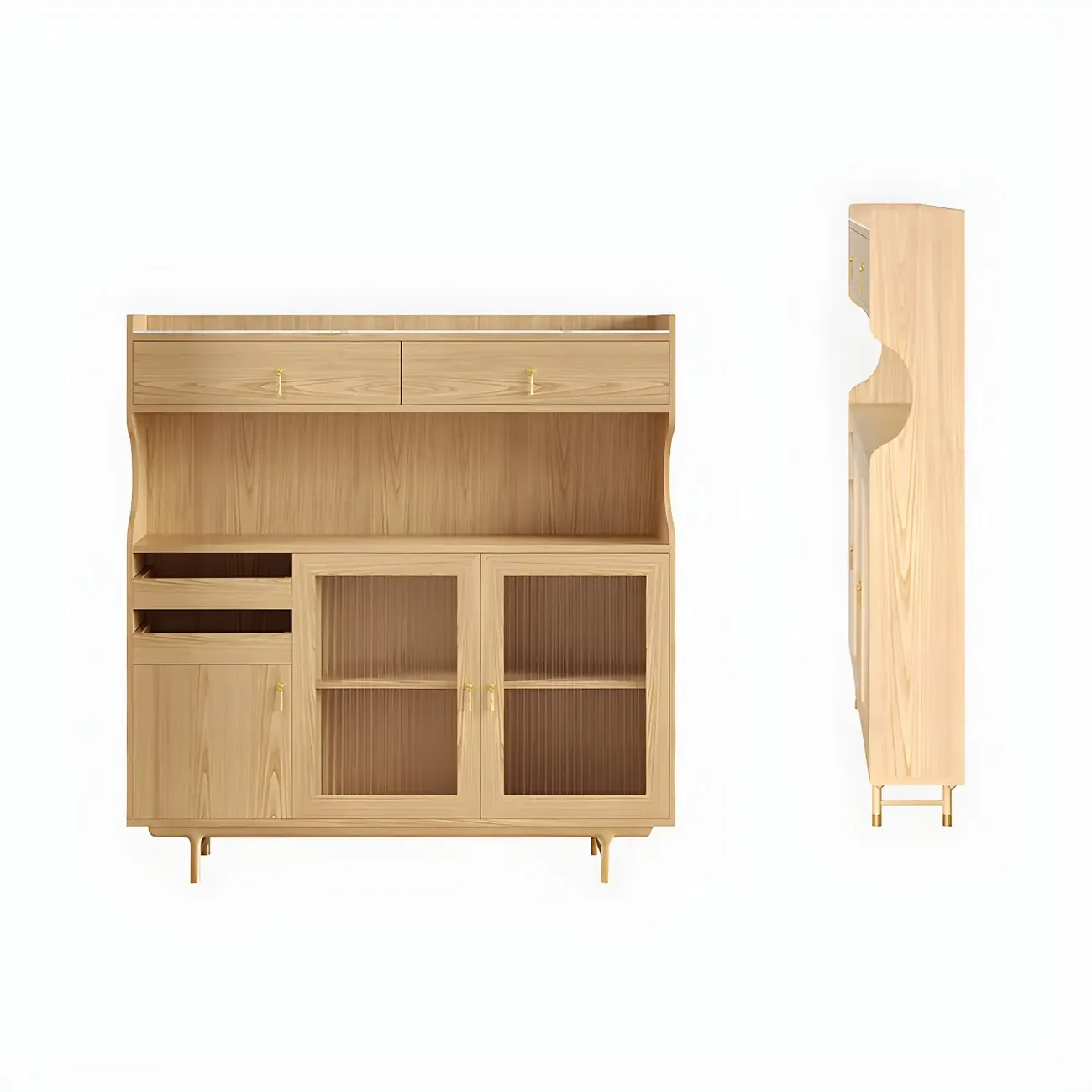 Contemporary Wooden Display Cabinet with Glass Doors for Home Image - 15