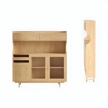 Contemporary Wooden Display Cabinet with Glass Doors for Home Image - 15