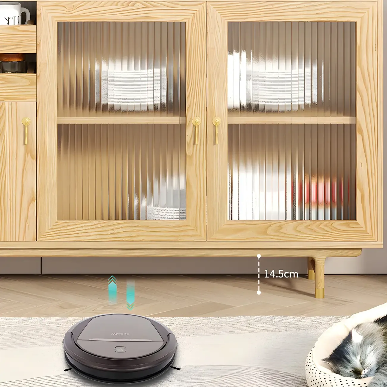 Contemporary Wooden Display Cabinet with Glass Doors for Home Image - 16