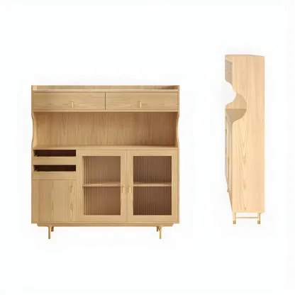 Contemporary Wooden Display Cabinet with Glass Doors for Home Image - 17
