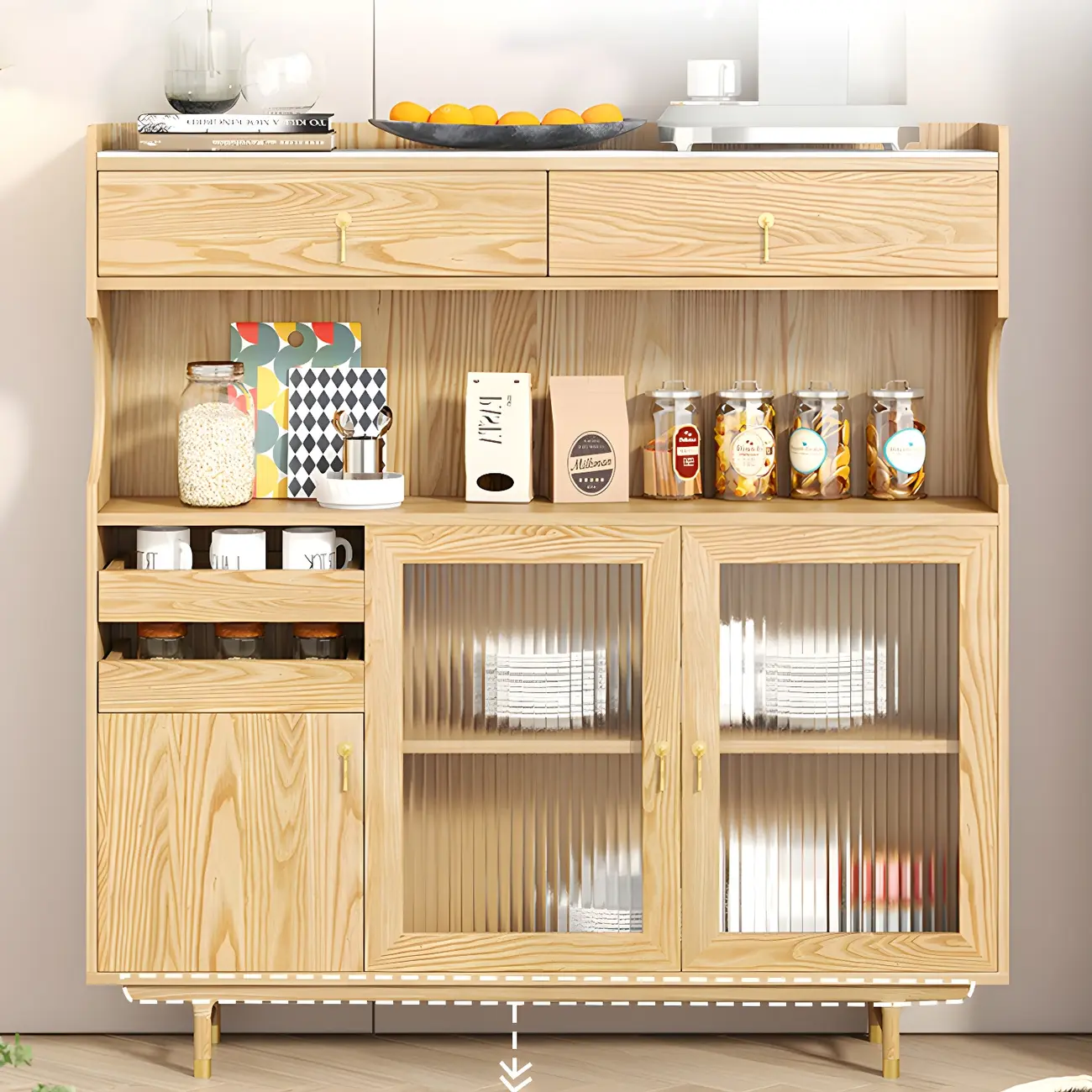 Contemporary Wooden Display Cabinet with Glass Doors for Home Image - 18 | homeyfad