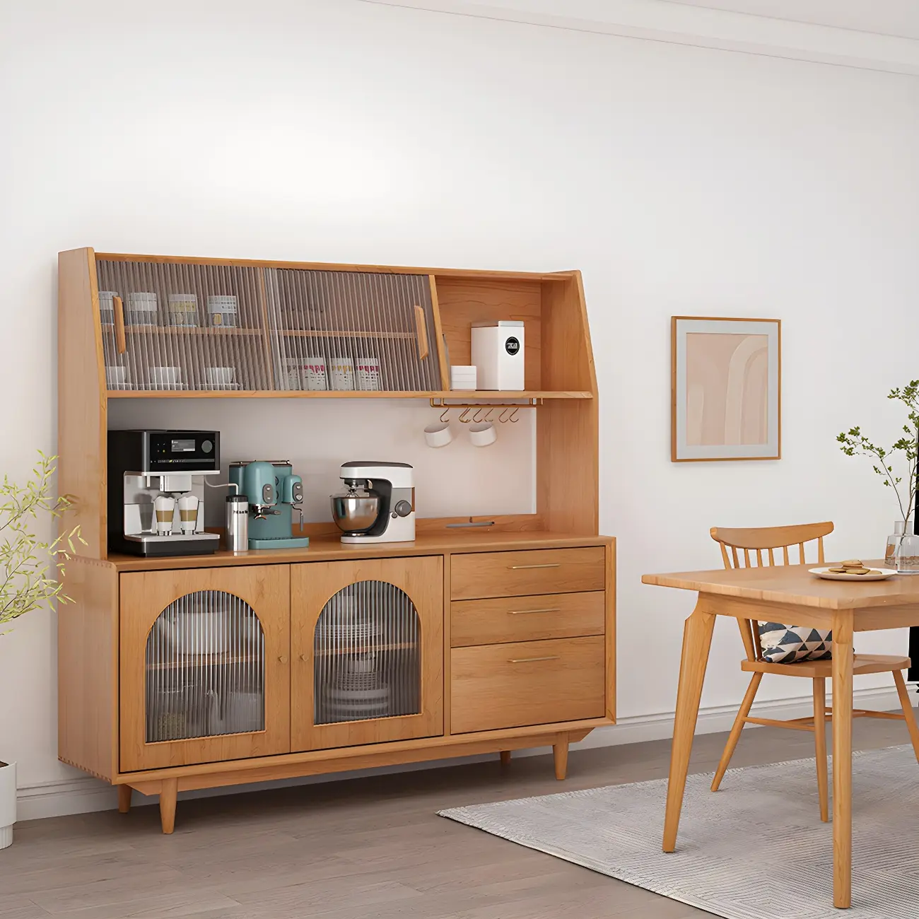 Durable Wooden Display Cabinet with Glass Doors for Dining Room Image - 1 | homeyfad