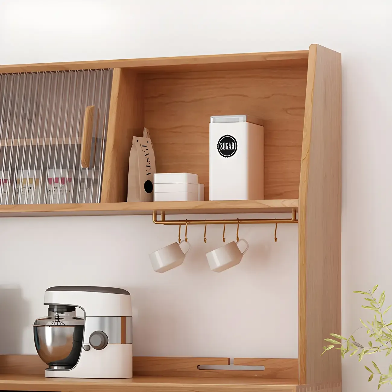 Durable Wooden Display Cabinet with Glass Doors for Dining Room Image - 7