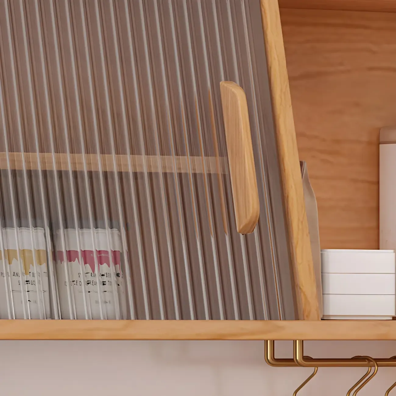 Durable Wooden Display Cabinet with Glass Doors for Dining Room Image - 9